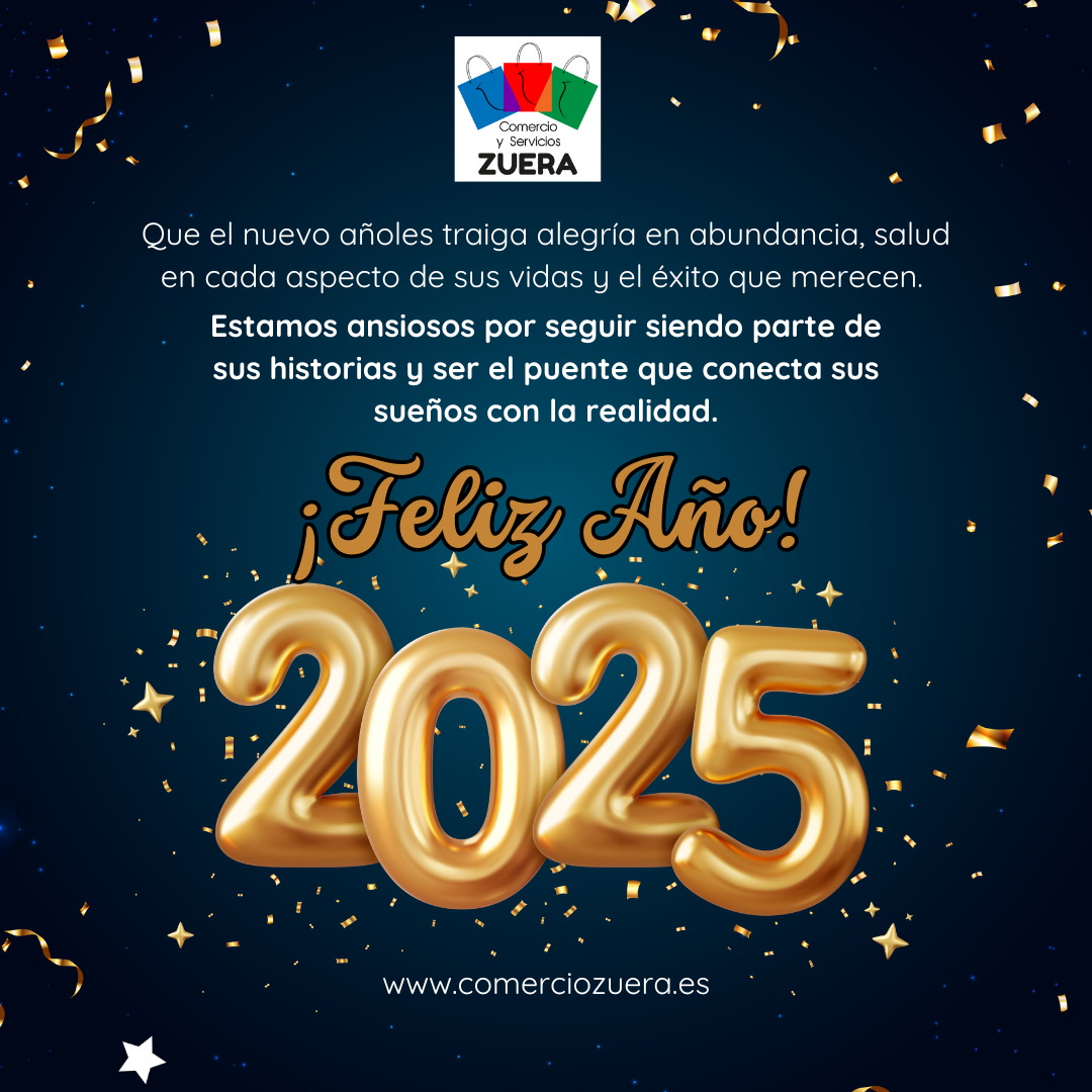 Post para Instagram Feliz Año 2025 Elegante Azul y Dorado